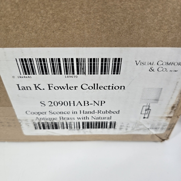 Visual Comfort Cooper Sconce Hand Rubbed Antique Brass with Natural Shade S2090 - Picture 1 of 5